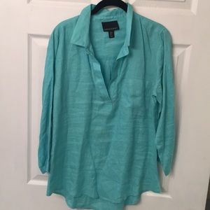 Turquoise linen top